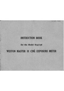 Weston Weston Master II manual. Camera Instructions.